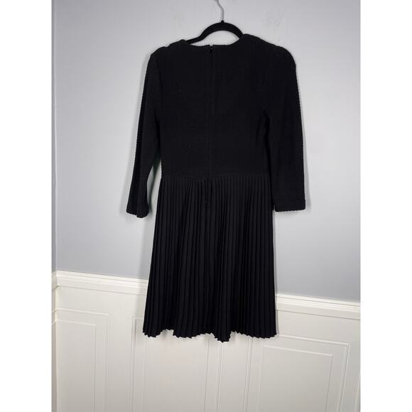 Ganni, Sz. Small, Black Fulton Dress, Textured Bodice, Pleated Skirt, Minimalist - Picture 9 of 10
